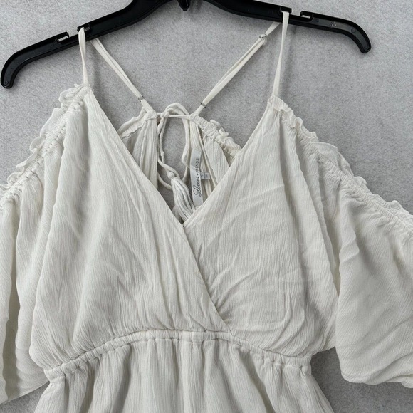 Lovers +‎ Friends Womens SMALL Romper Ruffle Open Back Slouchy Gauze Ruffle Boho - Picture 3 of 15